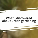 What I discovered about urban gardening