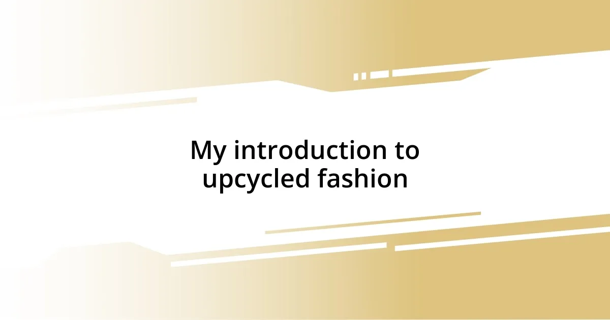 My introduction to upcycled fashion